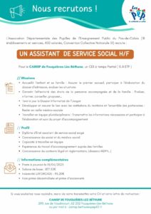 Offre d'emploi Assistant de service social