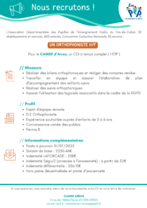 Offre d'emploi PEP62 CAMSP D'Arras