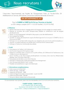 Offre d'emploi Orthophoniste PEP62 St-Pol-sur-Ternoise Auchel